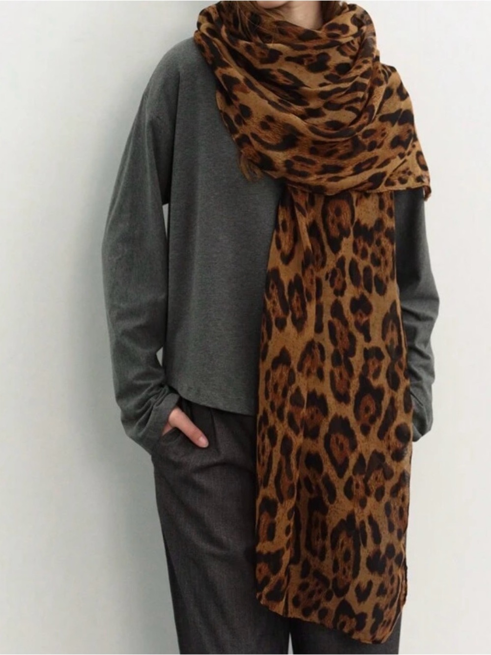 Leopard Print Brown Women's Wrap Scarf